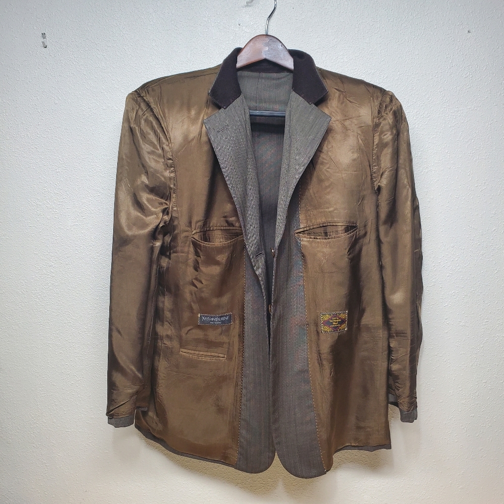 Yves Saint Laurent Men's Brown Blazer Jacket Size 42 - Picture 4 of 8